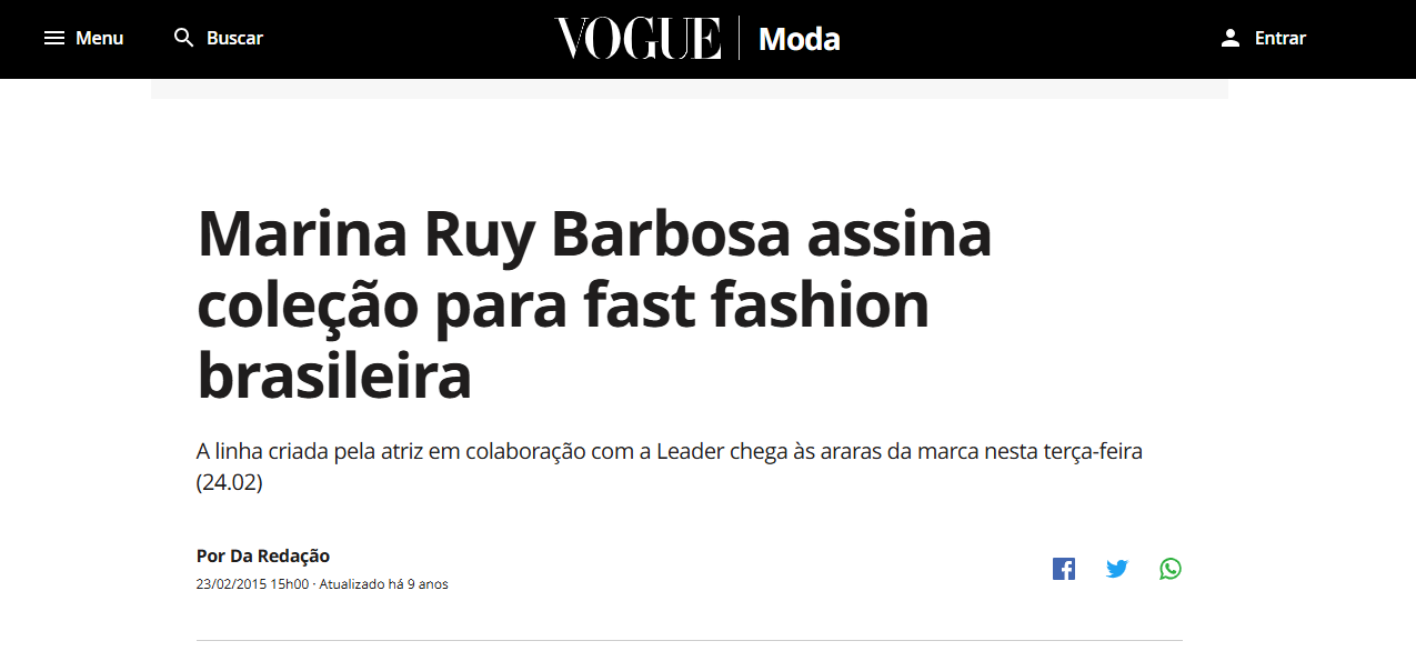 (2015) SPRING COLLECTION CAMPAIGN COLLAB MARINA RUY BARBOSA / LEADER